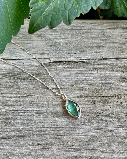 Cocoon Green Kyanite Silver Necklace