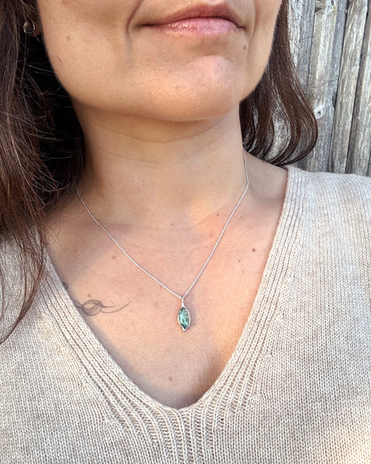 Cocoon Green Kyanite Silver Necklace