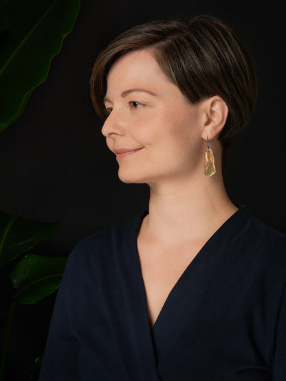Magnolia statement earrings in brass