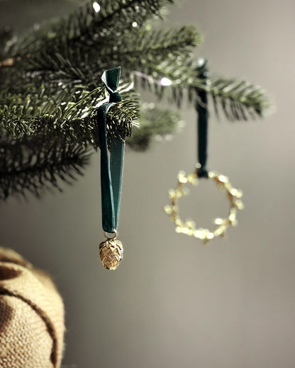 Pinecone and winter wreath ornaments
